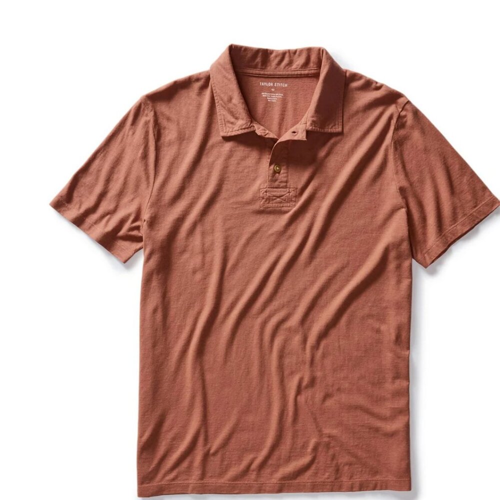 Taylor stitch NWT cotton hemp polo dried acorn S 38
